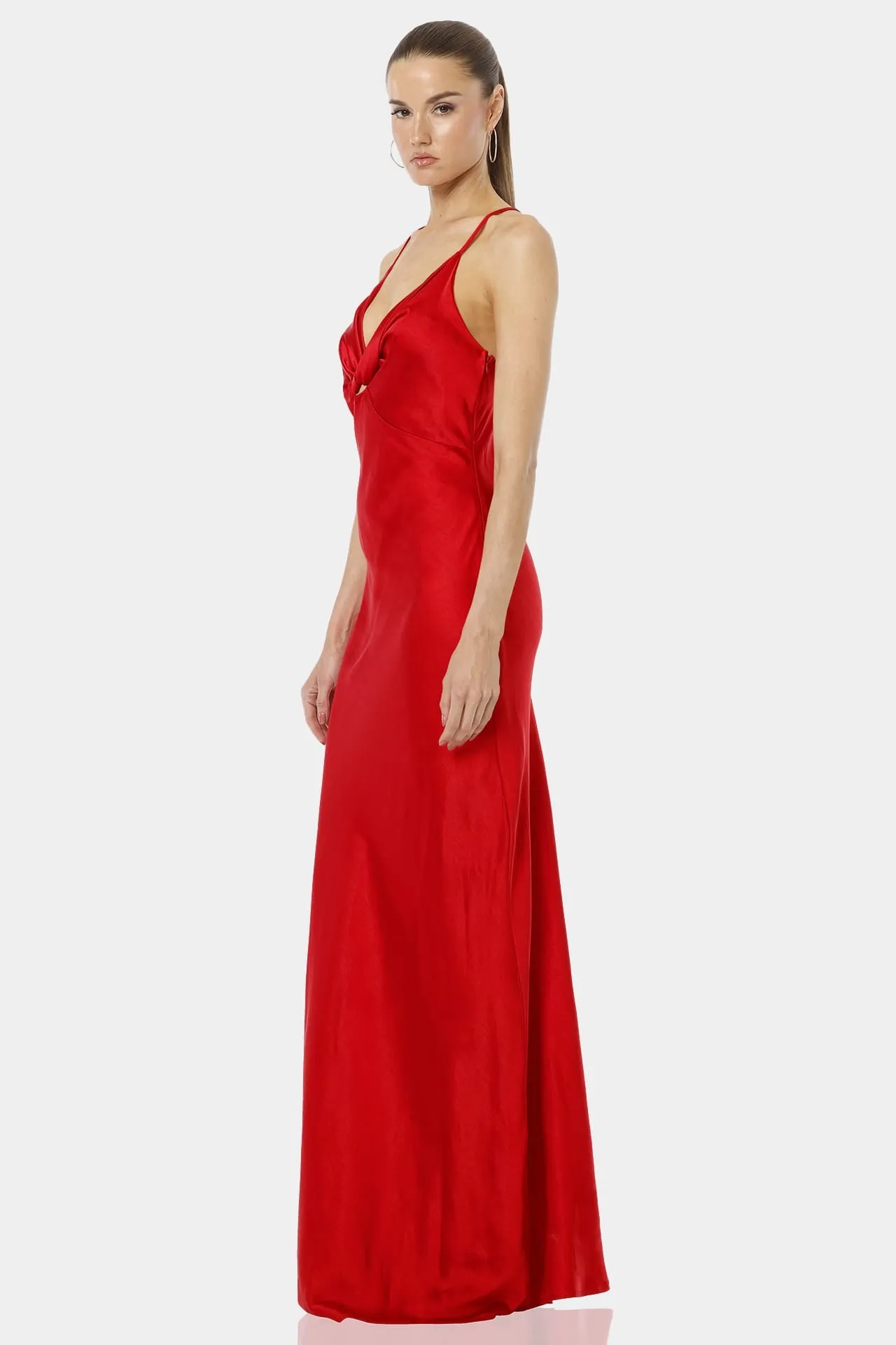 Aura Red Seductive Long Bodycon Dress