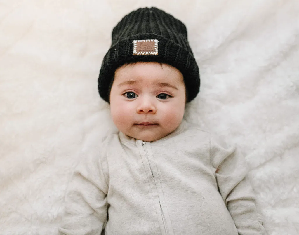 Baby Black Cuffed Beanie