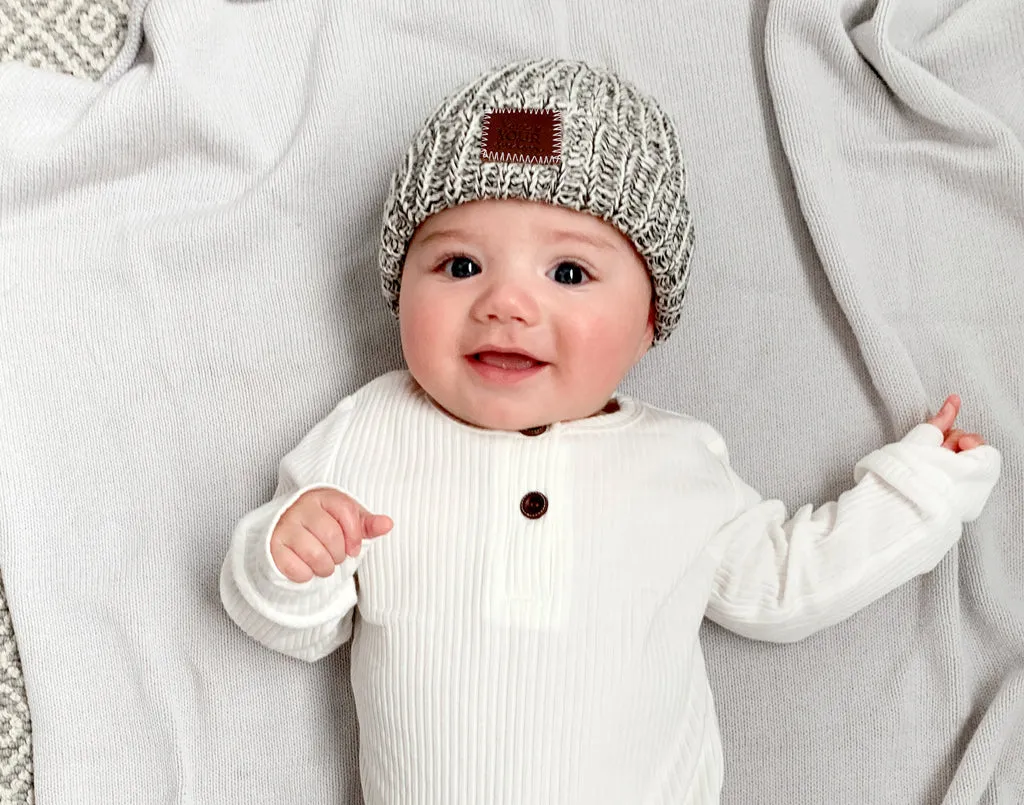 Baby Black Speckled Cuffed Beanie