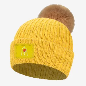 Belle Gold Metallic Rose Gold Yarn Pom Beanie