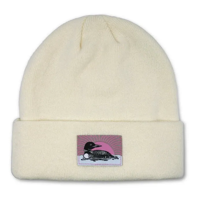 Bird Collective Loon Cuffed Beanie, Ivory