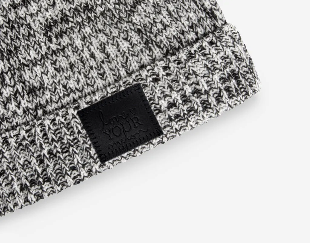 Black Speckled Cashmere Cuffed Beanie