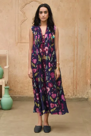 Blue Chanderi Silk Shirt Dress