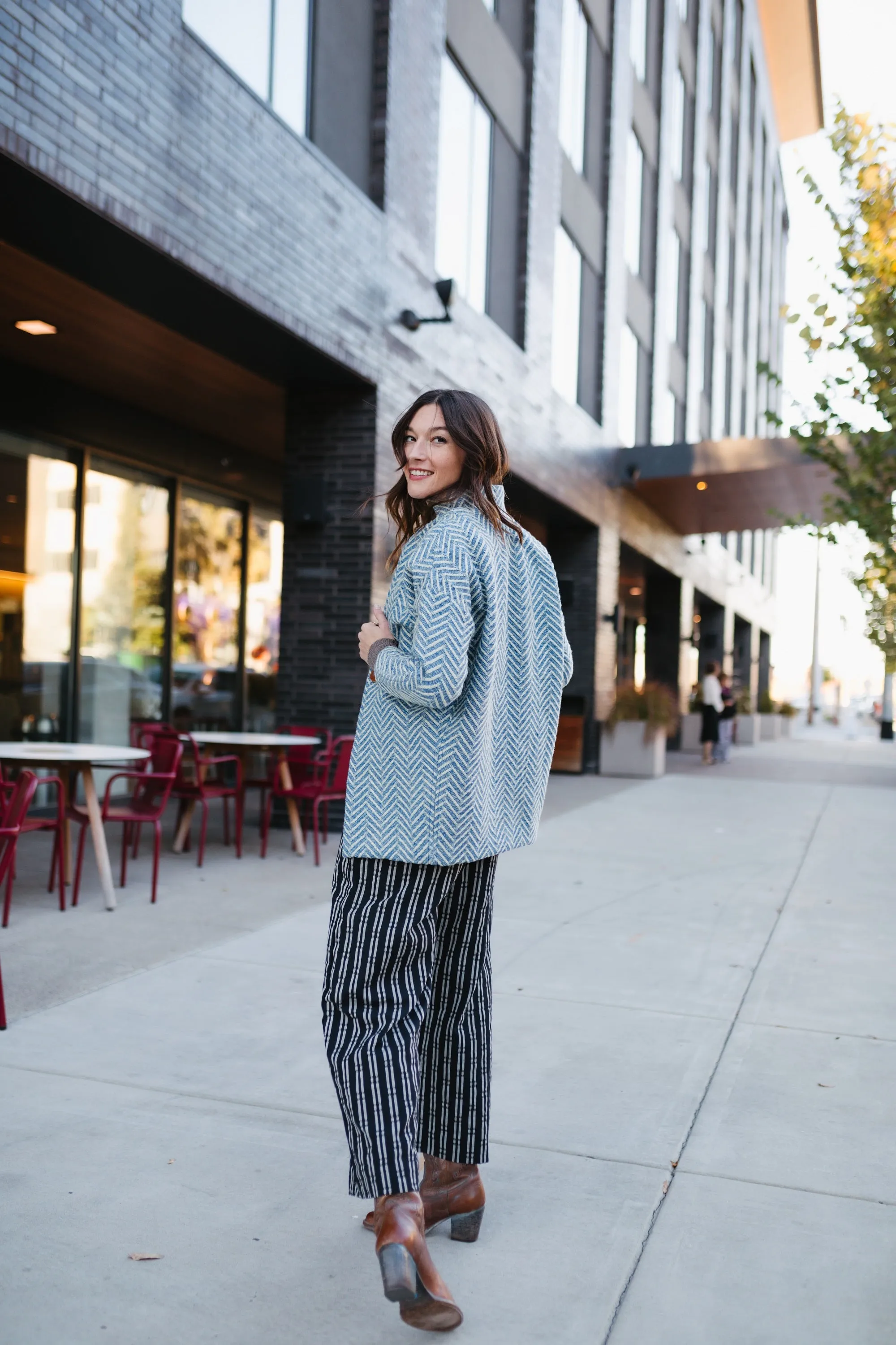 Charli Handwoven Cotton Jumper in Black and White Check - L Left