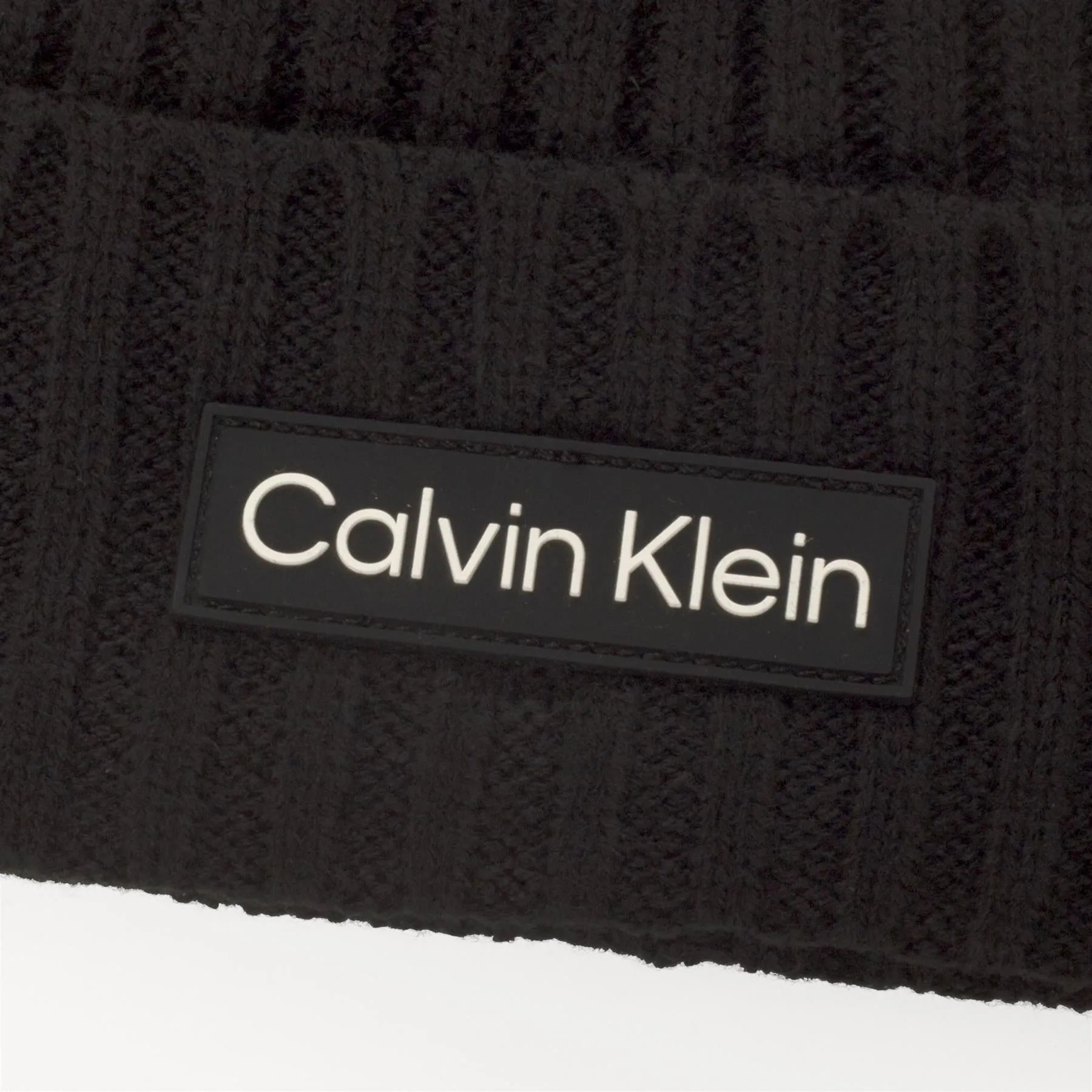 Chunky Knit Badge Beanie Black - AW23