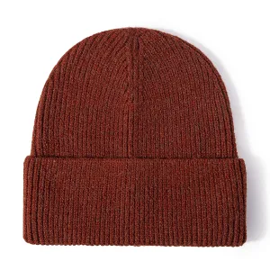 Cuffed Plain Skull Beanie Hat / Cap Winter Unisex Knit Hat Toboggan for Men & Women, One Size, Rust Red