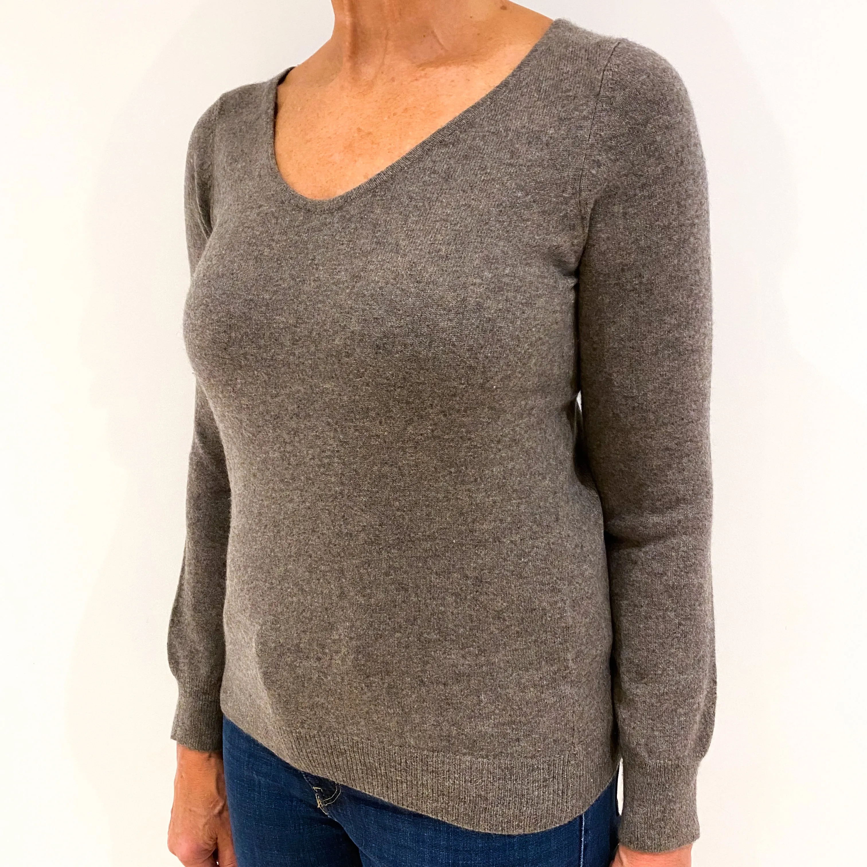 Donkey Grey Marl Cashmere Scoop Neck Jumper Medium