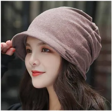 Dreadz Soft Cotton Peaked Brim Beanie Hat (AL-159 Light Brown)