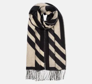 Echo - Geometric & Diagonal Stripe Wrap in Beige & Black