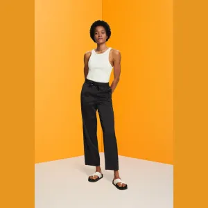 Esprit Satin wide leg trousers In Black