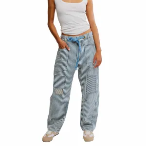 Free People We The Free Moxie Railroad Low-Slung Jeans In Dark Slate