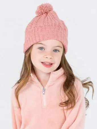 French Rose Cozy Sweater Knit Pom Beanie