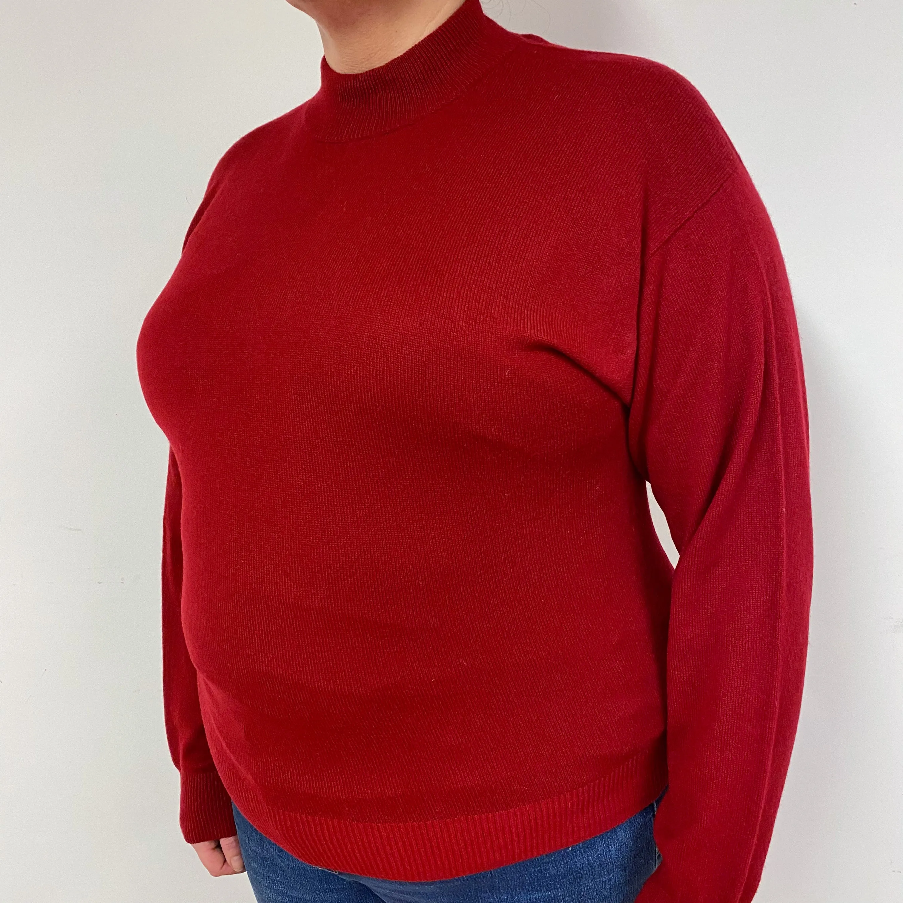Garnet Red Cashmere Turtle Neck Jumper Extra Large