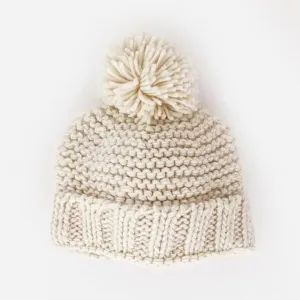 Garter Stitch Beanie in Natural