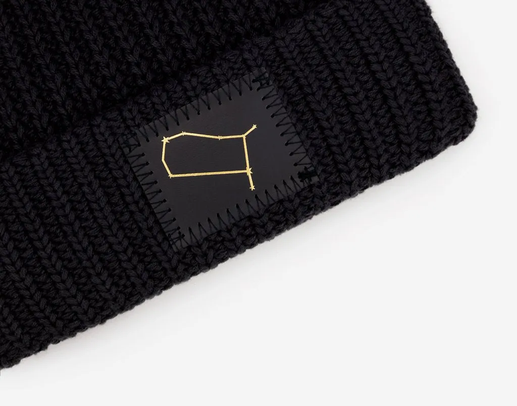 Gemini Constellation Black Pom Beanie