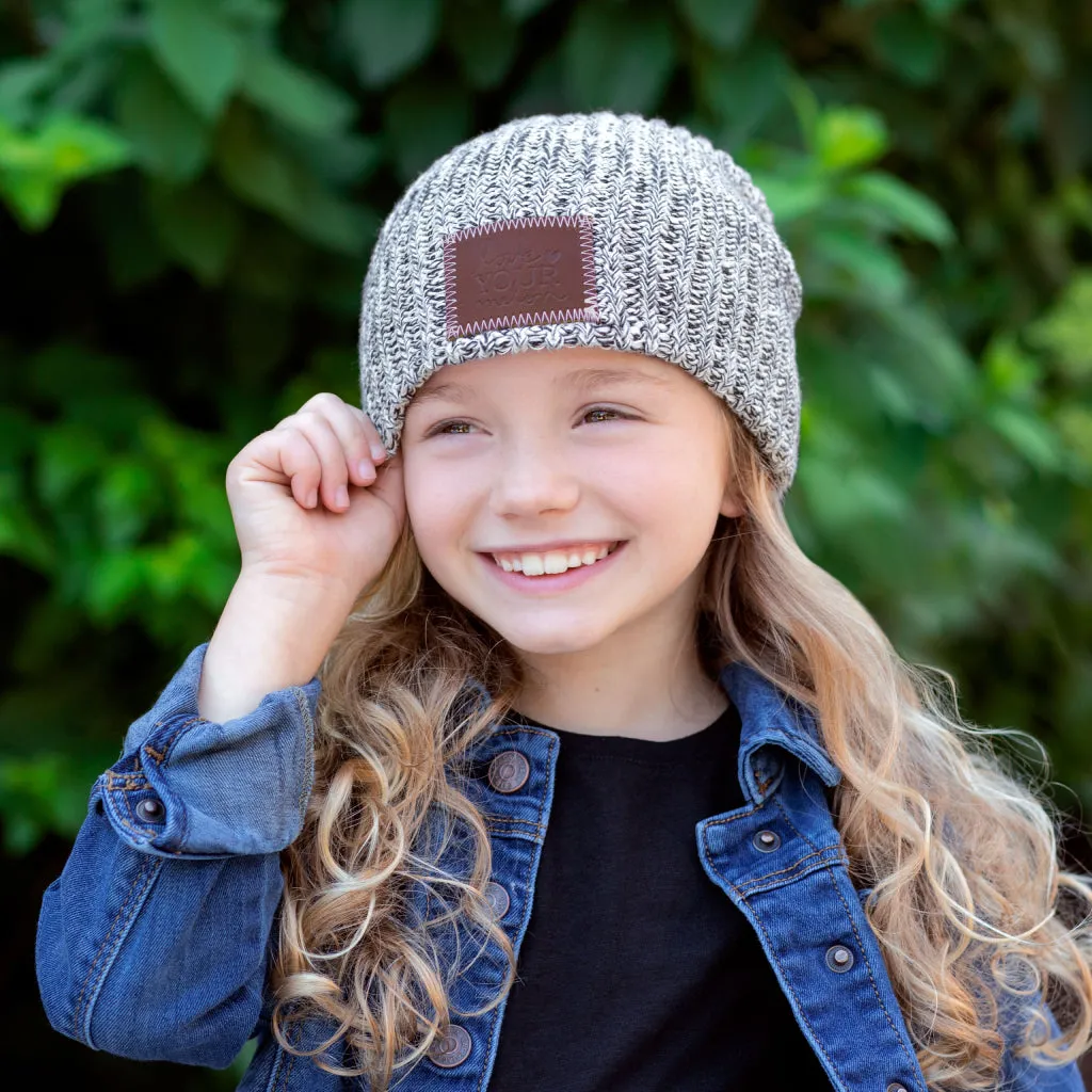 Kids Black Speckled Beanie