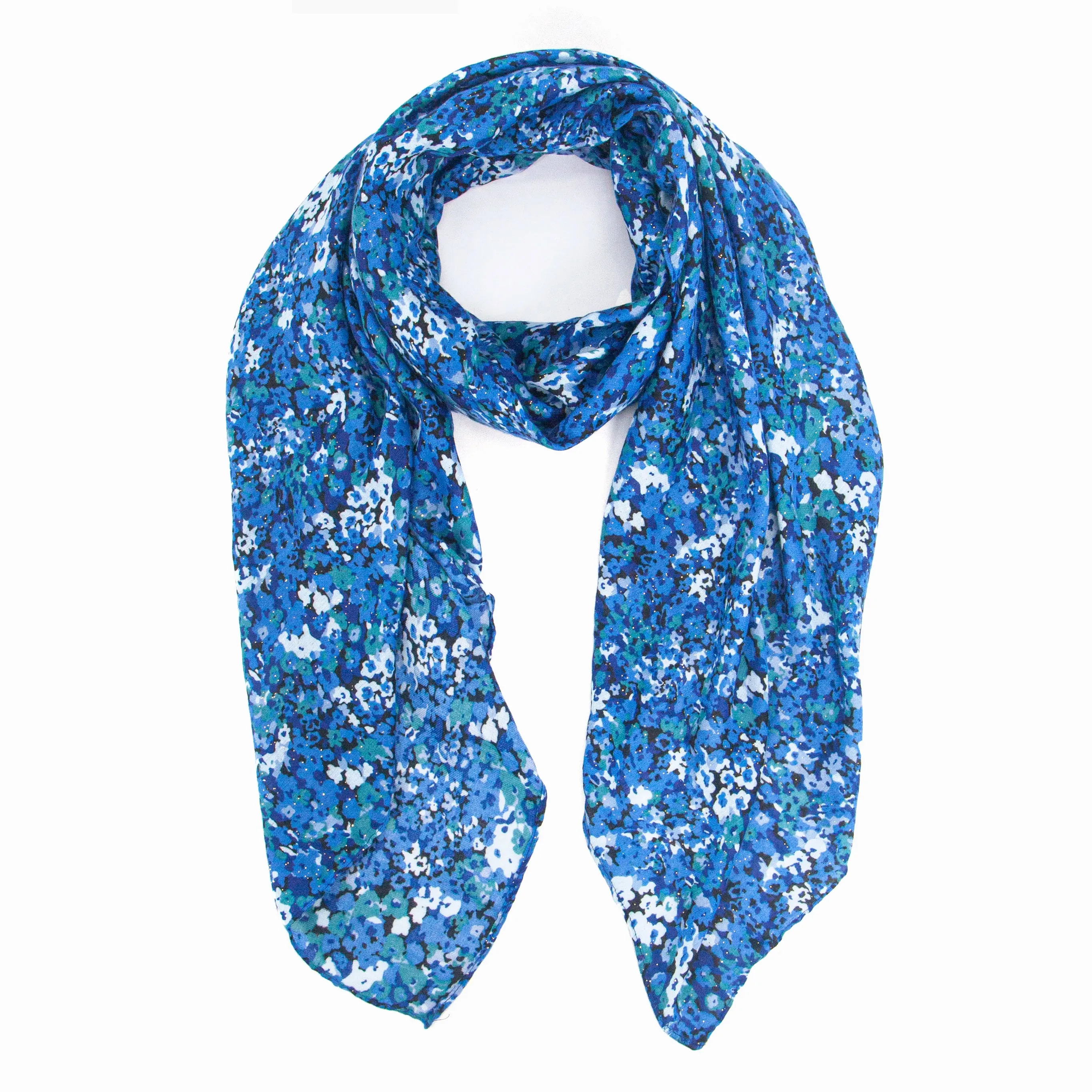 Meera Lightweight Scarf - Blue, Floral