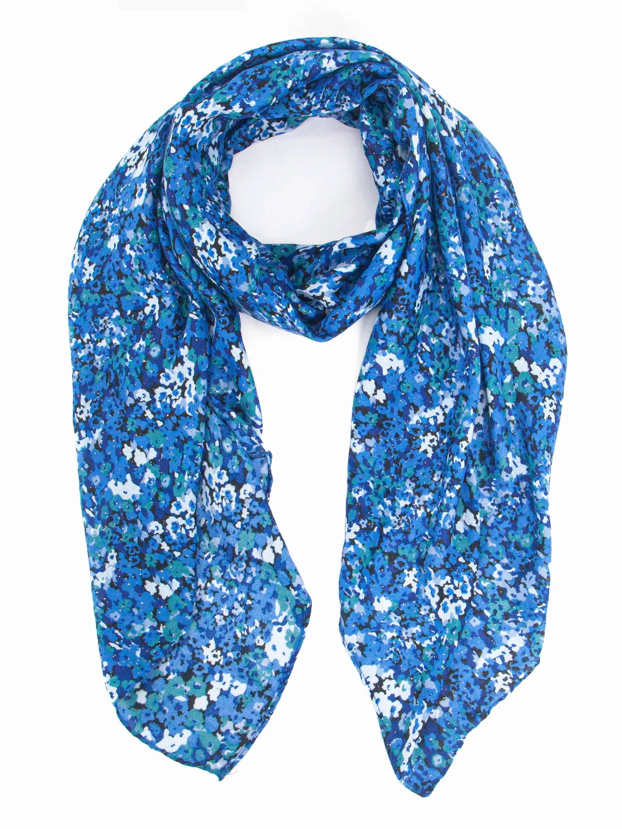 Meera Lightweight Scarf - Blue, Floral