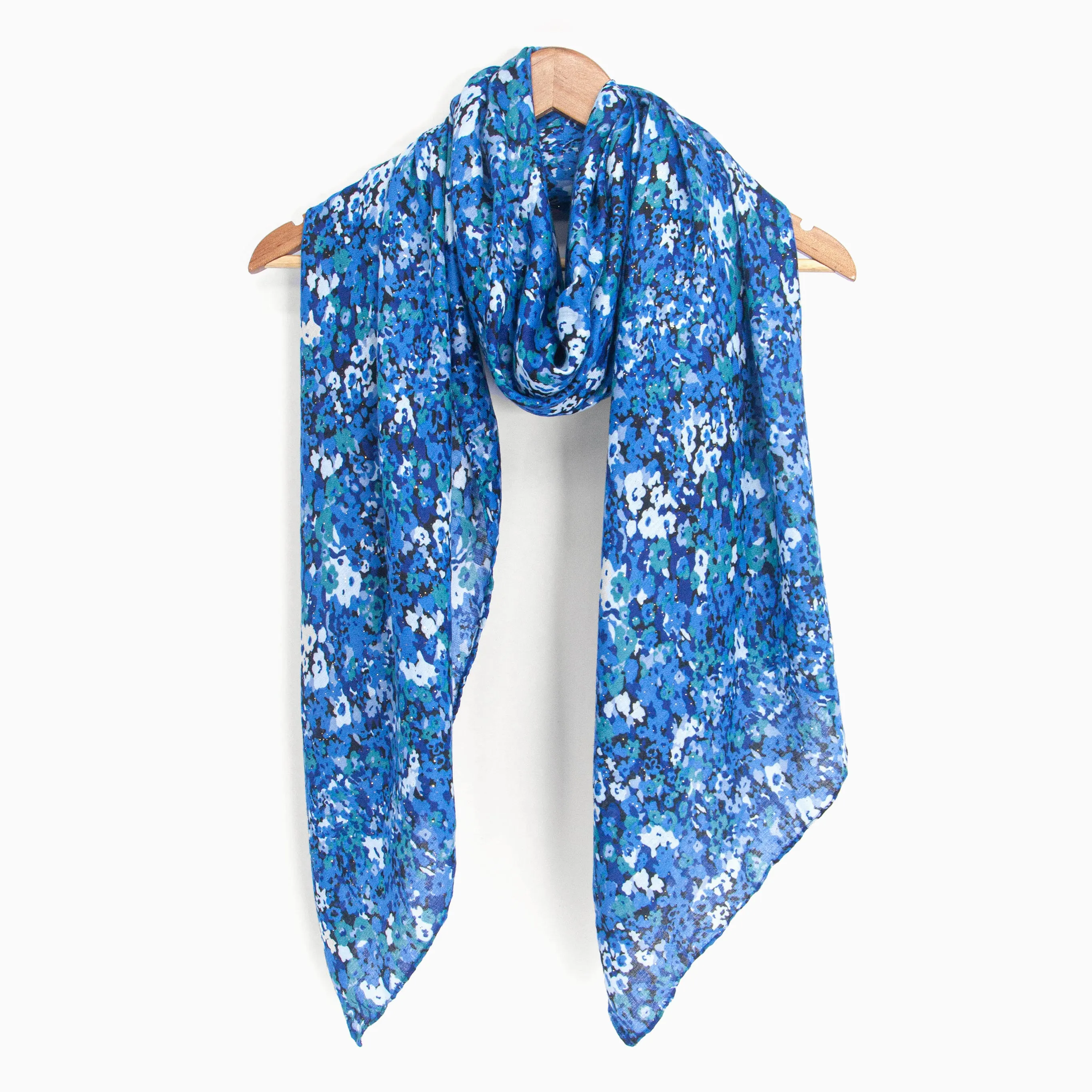 Meera Lightweight Scarf - Blue, Floral
