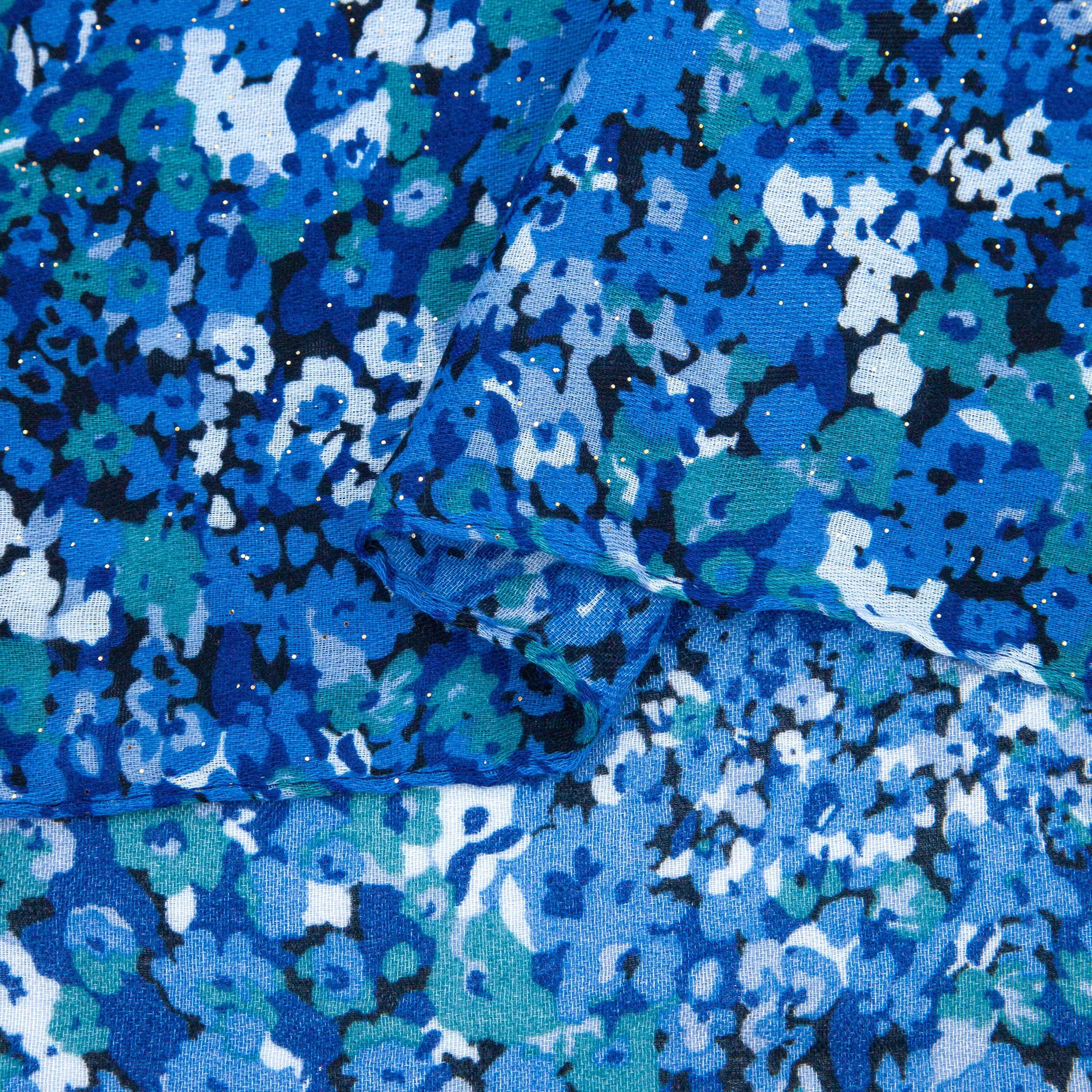 Meera Lightweight Scarf - Blue, Floral