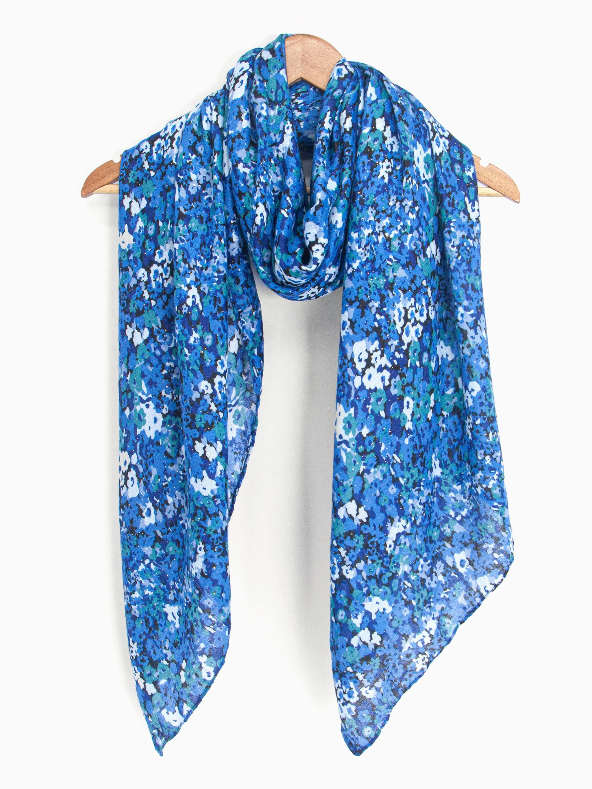 Meera Lightweight Scarf - Blue, Floral