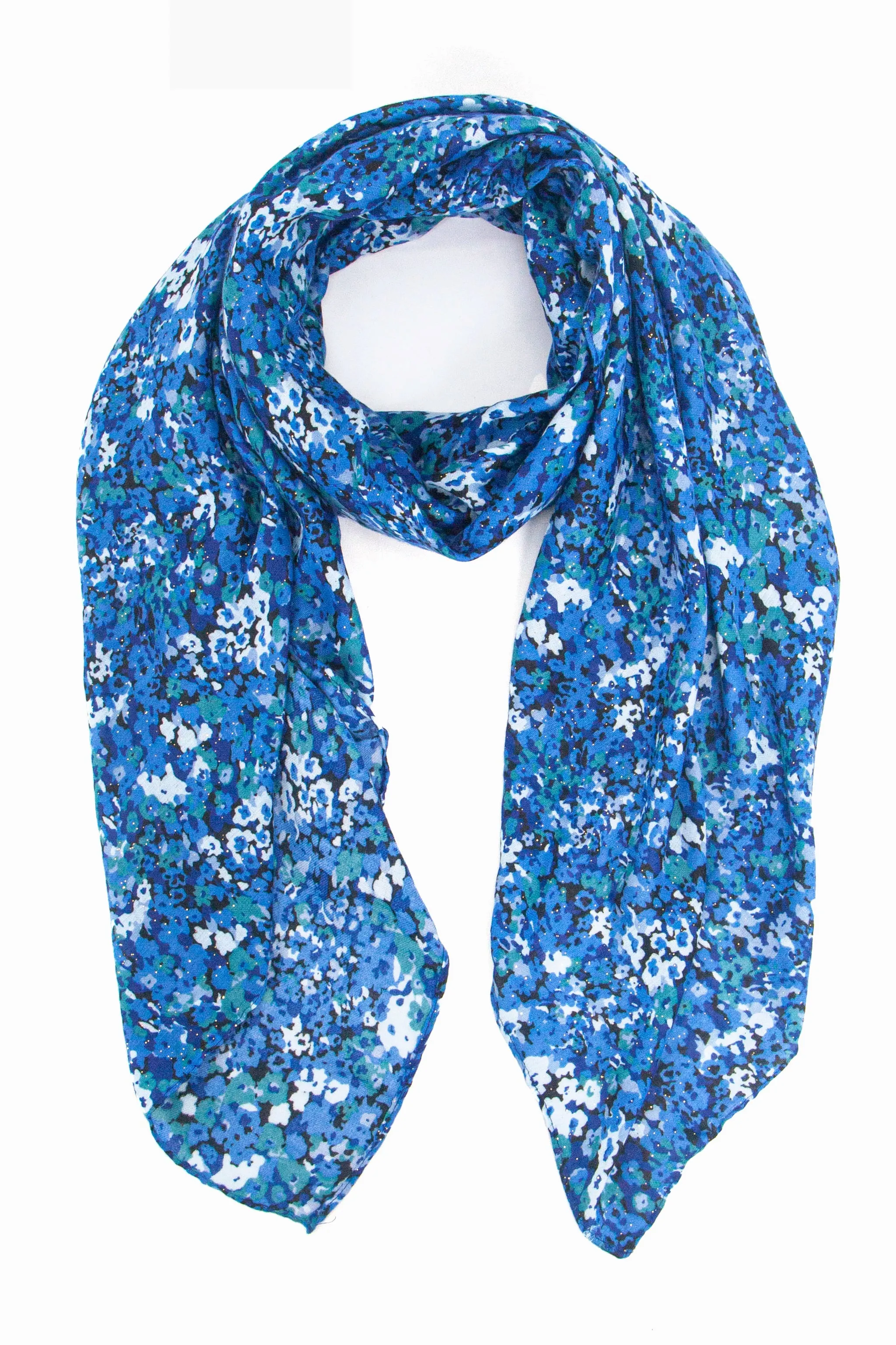 Meera Lightweight Scarf - Blue, Floral