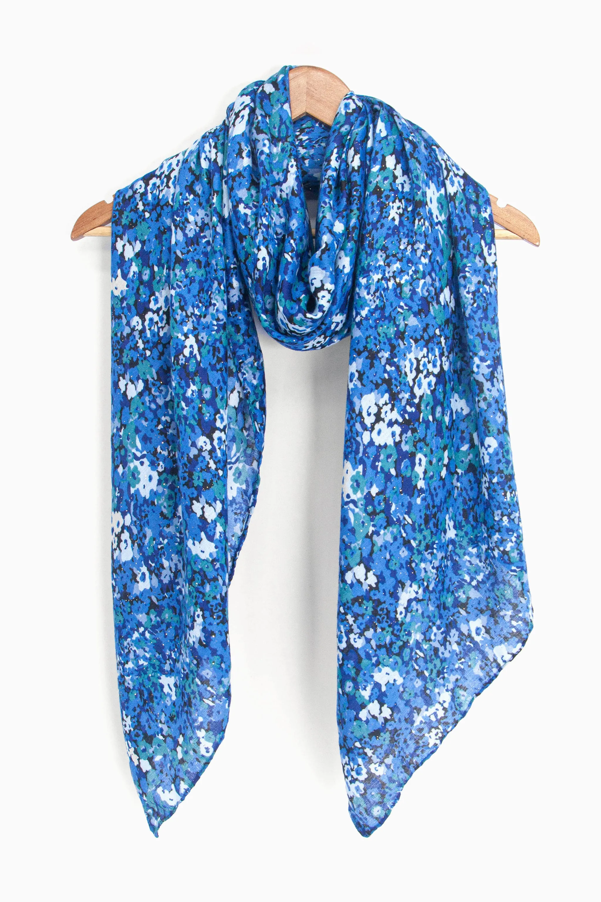 Meera Lightweight Scarf - Blue, Floral