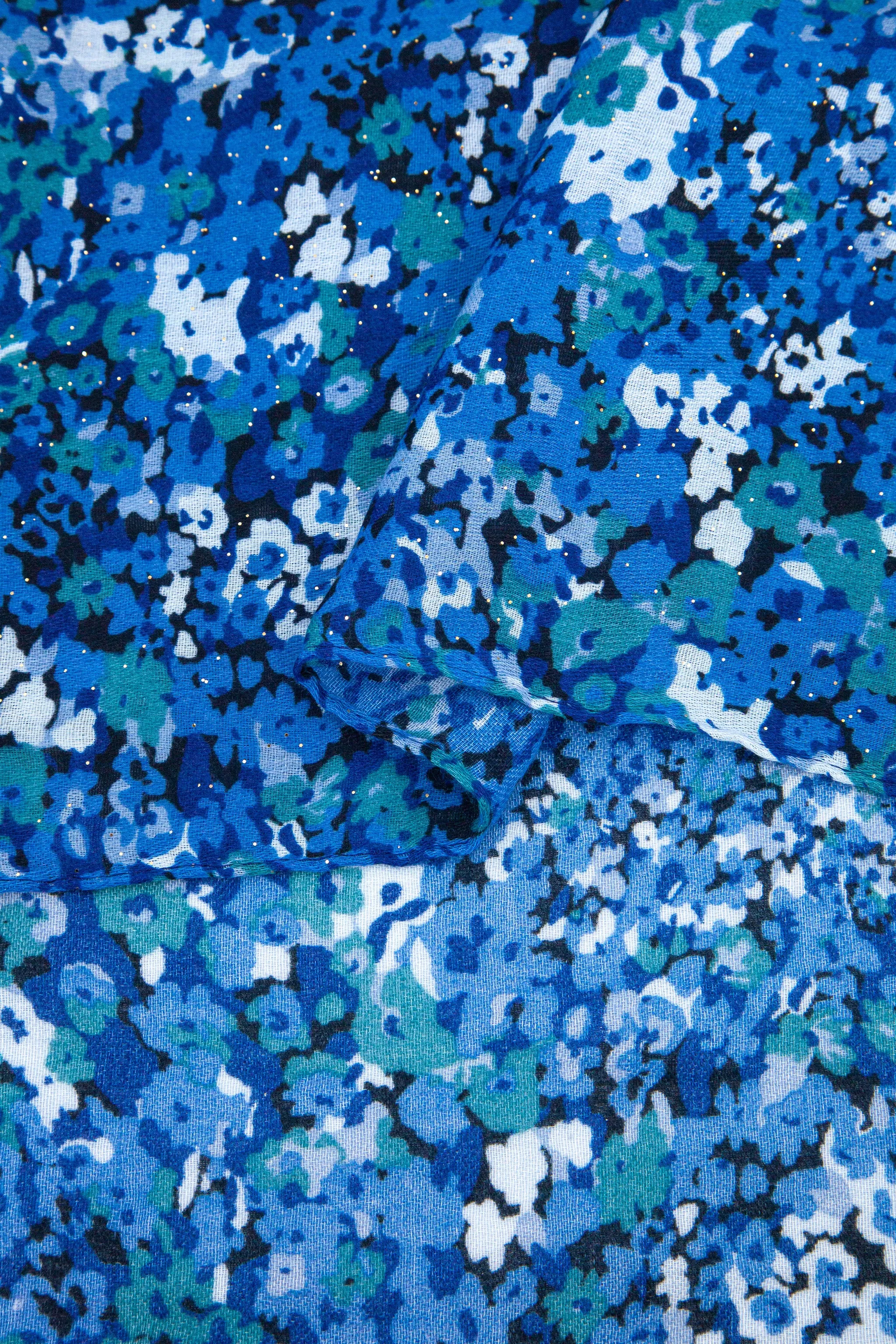 Meera Lightweight Scarf - Blue, Floral