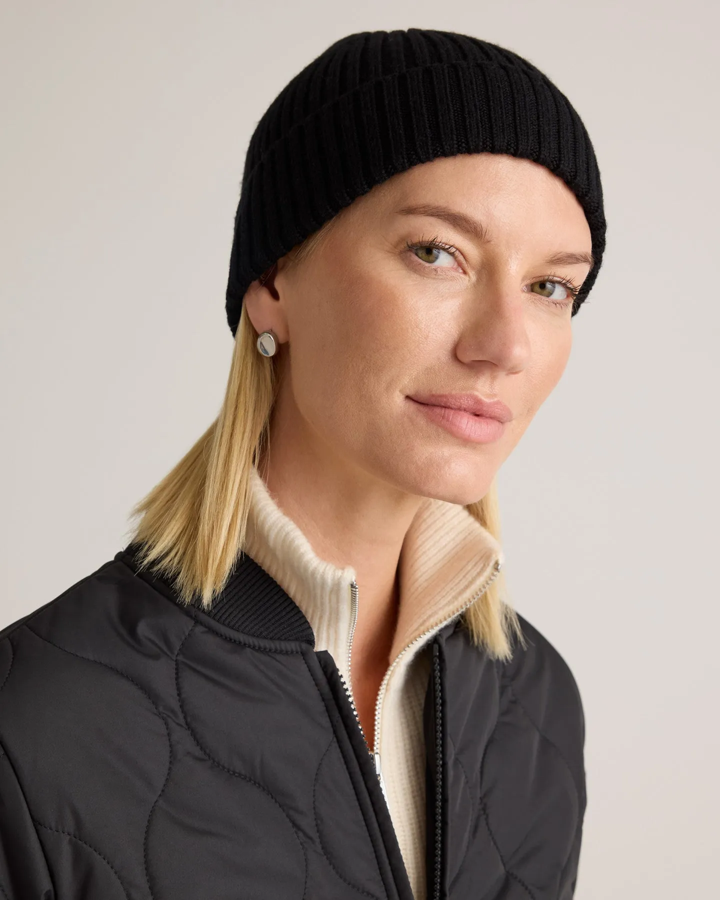 Merino Wool Ribbed Beanie