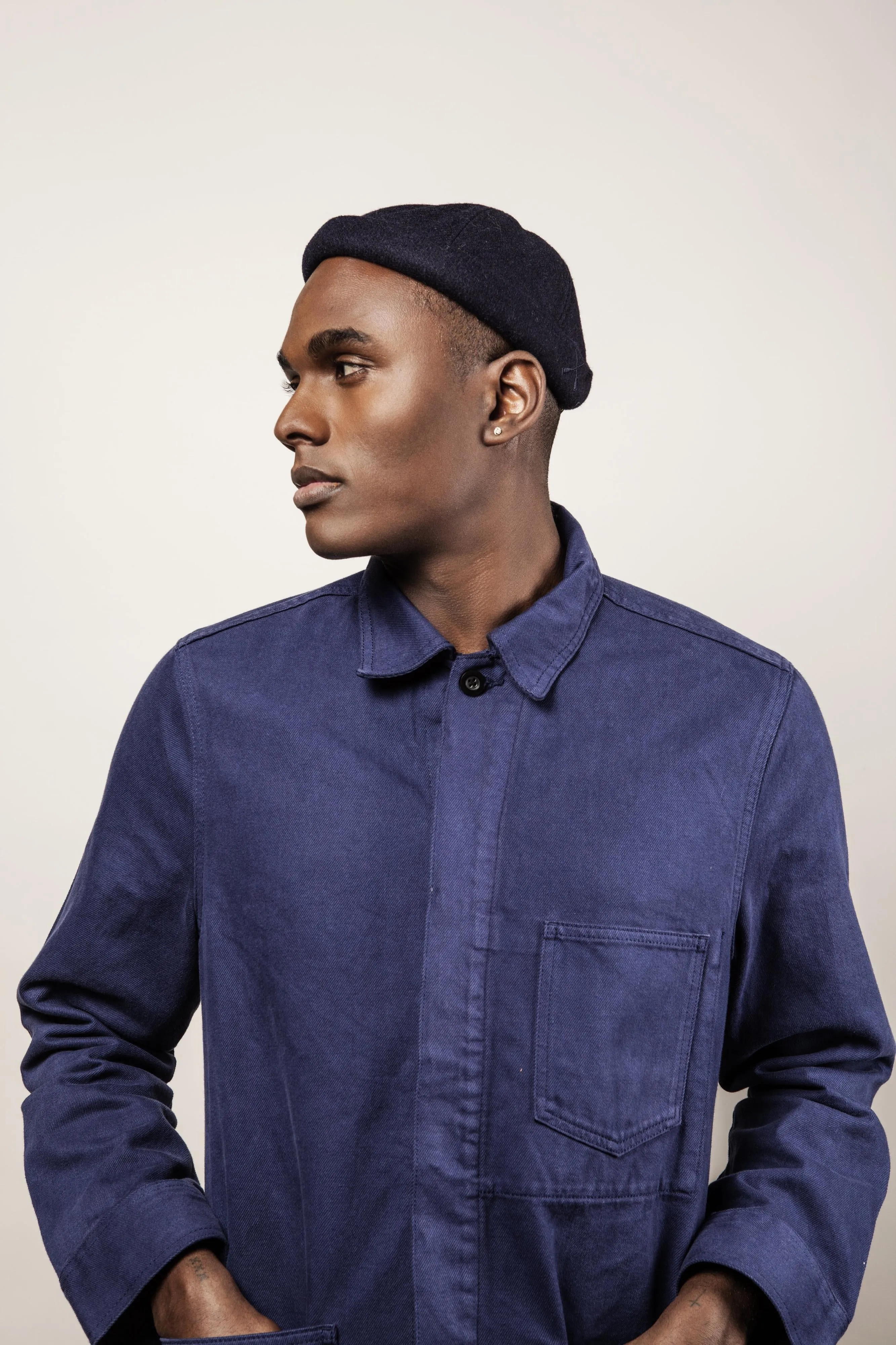MIKI DOCKER HAT DARK NAVY WOOL MERINOS