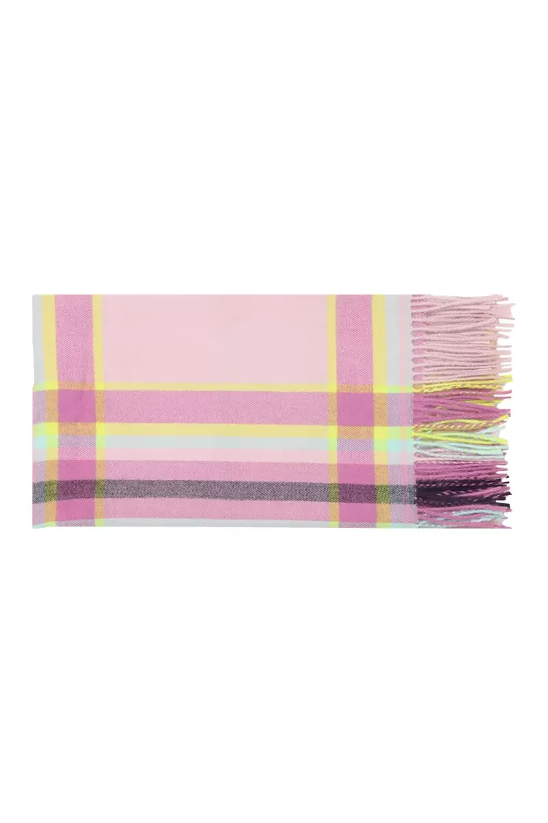 Mimic Cashmere Colorful Plaid Fringe Blanket Scarf