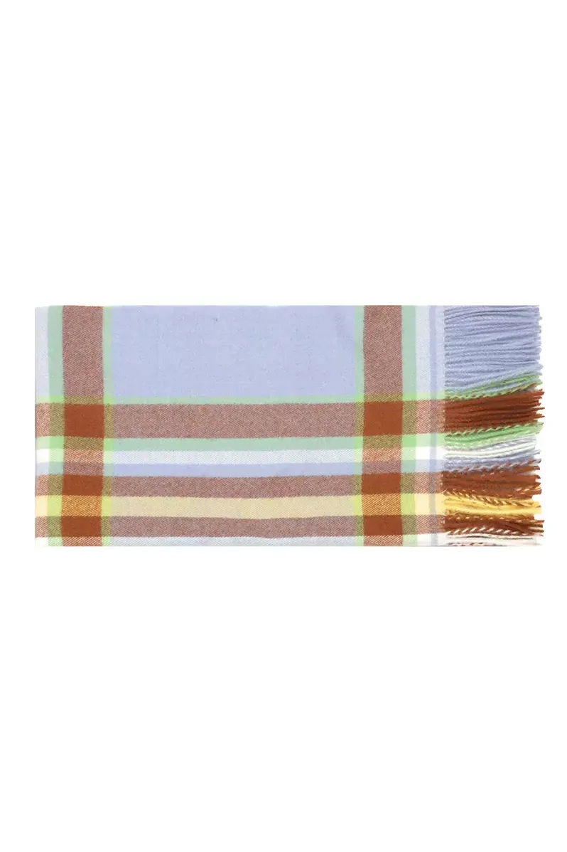 Mimic Cashmere Colorful Plaid Fringe Blanket Scarf