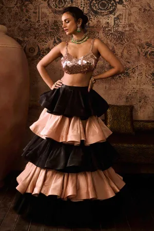 Multicolor Layered Skirt Set