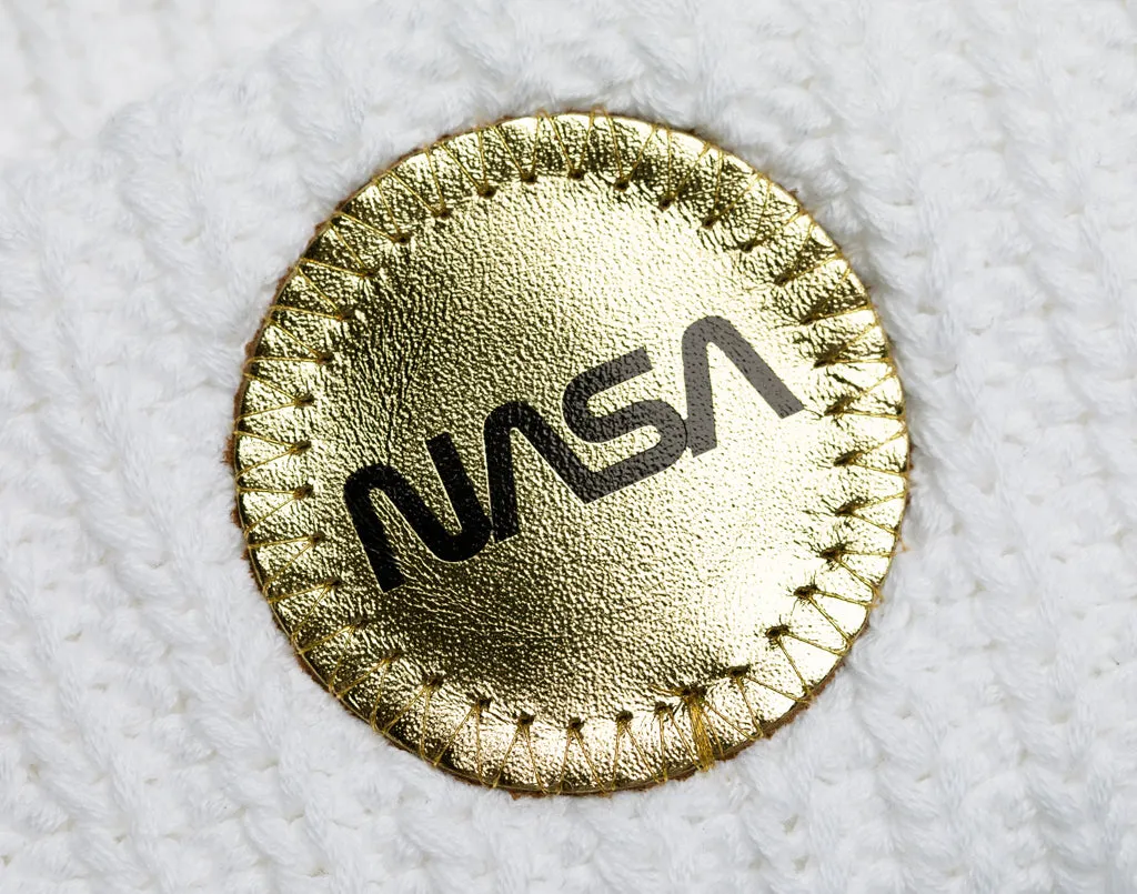 NASA White Pom Beanie
