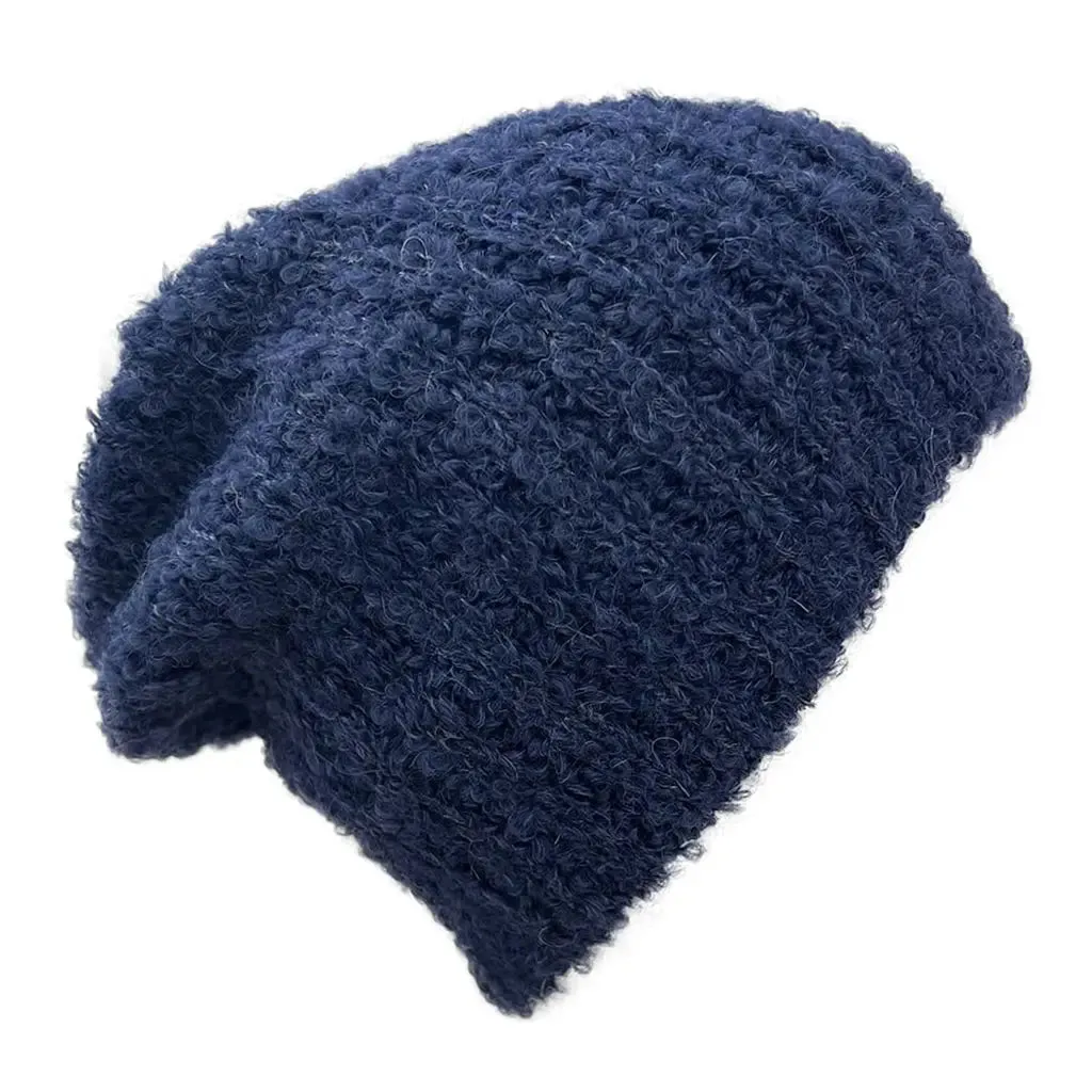 Navy Loop Knit Alpaca Beanie | Ethical Style