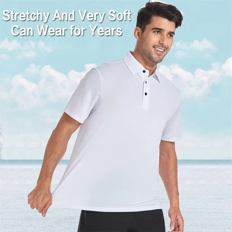 New Performance Fit Short Sleeve Golf Shirt Men White