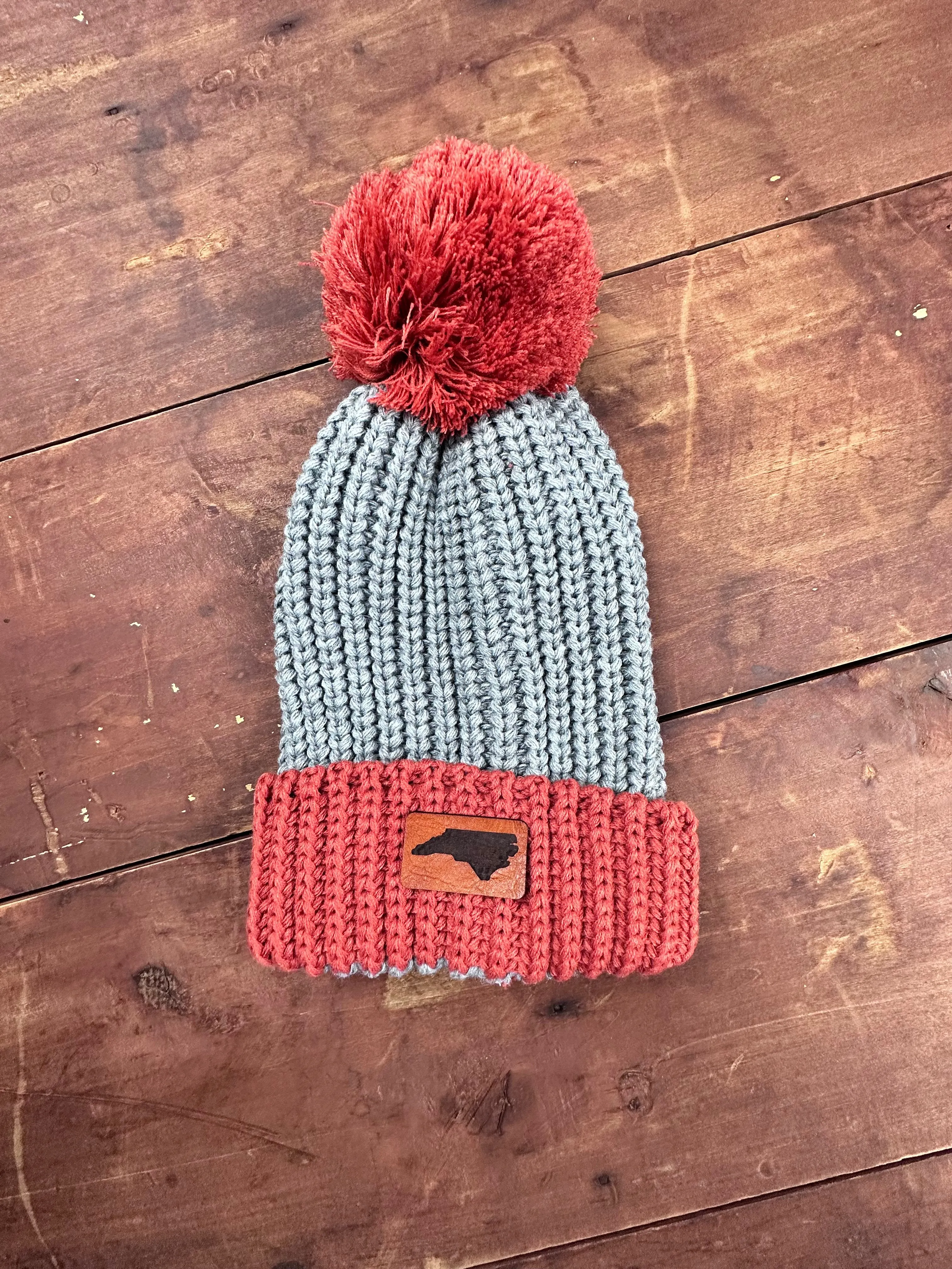 North Carolina Beanie | Leather patch Beanie | Custom Beanie | Holiday gift idea | North Carolina | Leather Patch |