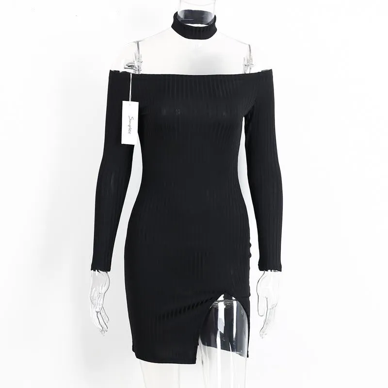 Off Shoulder Bodycon Dress With Choker