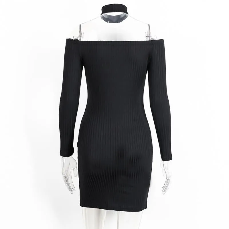 Off Shoulder Bodycon Dress With Choker