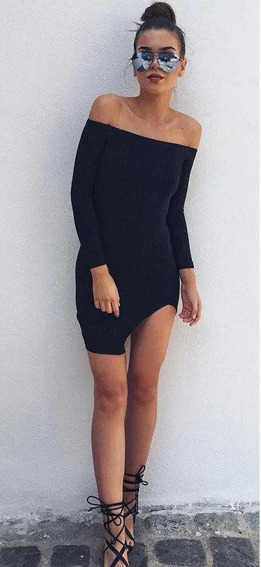 Off Shoulder Bodycon Dress With Choker