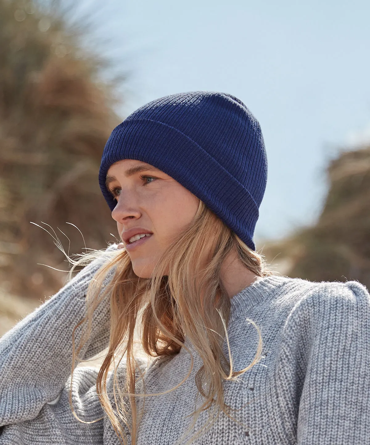 Organic cotton fine knit beanie | Light Grey