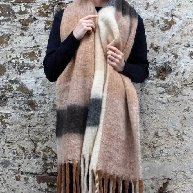 Personalised Chunky Knit Neutral Colour Blanket Scarf