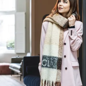 Personalised Chunky Knit Neutral Colour Blanket Scarf