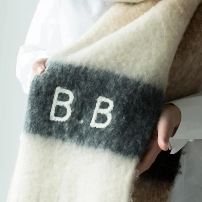 Personalised Chunky Knit Neutral Colour Blanket Scarf