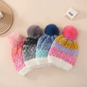 Rainbow Pom Pom Beanie