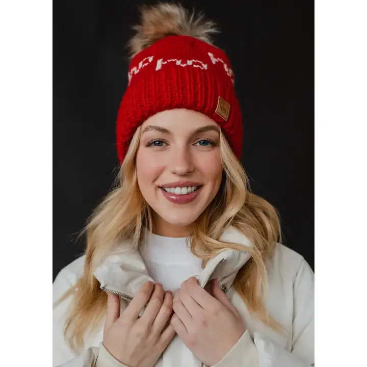 Red & White Ho Ho Ho Pom Hat