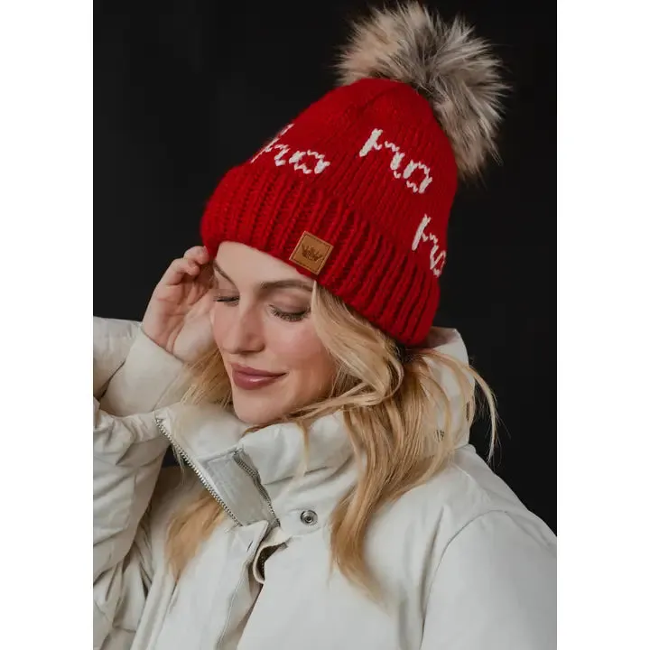 Red & White Ho Ho Ho Pom Hat
