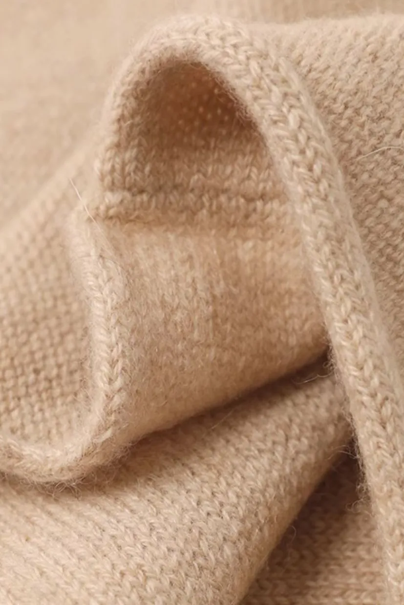 Slouchy Winter Rib Knit 100 Cashmere Beanie