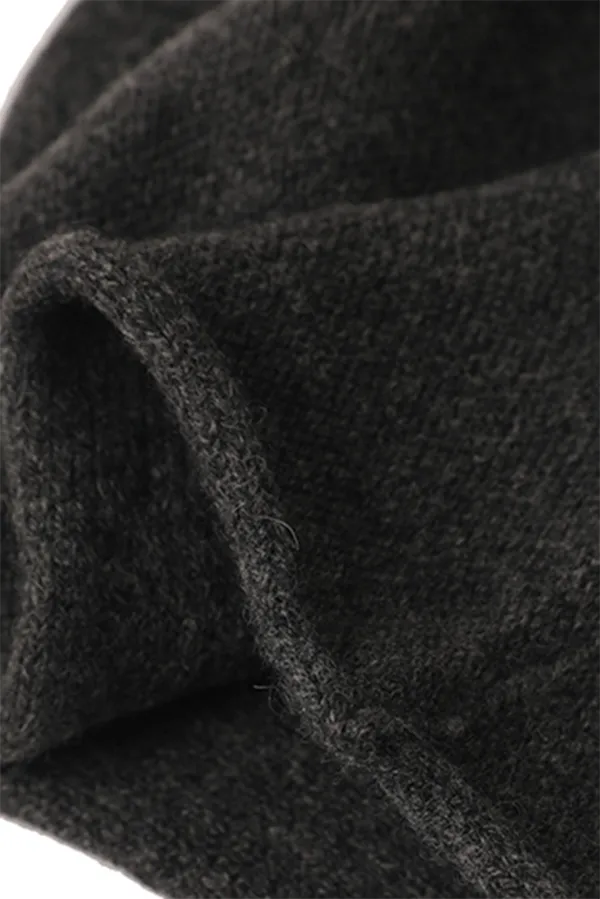 Slouchy Winter Rib Knit 100 Cashmere Beanie