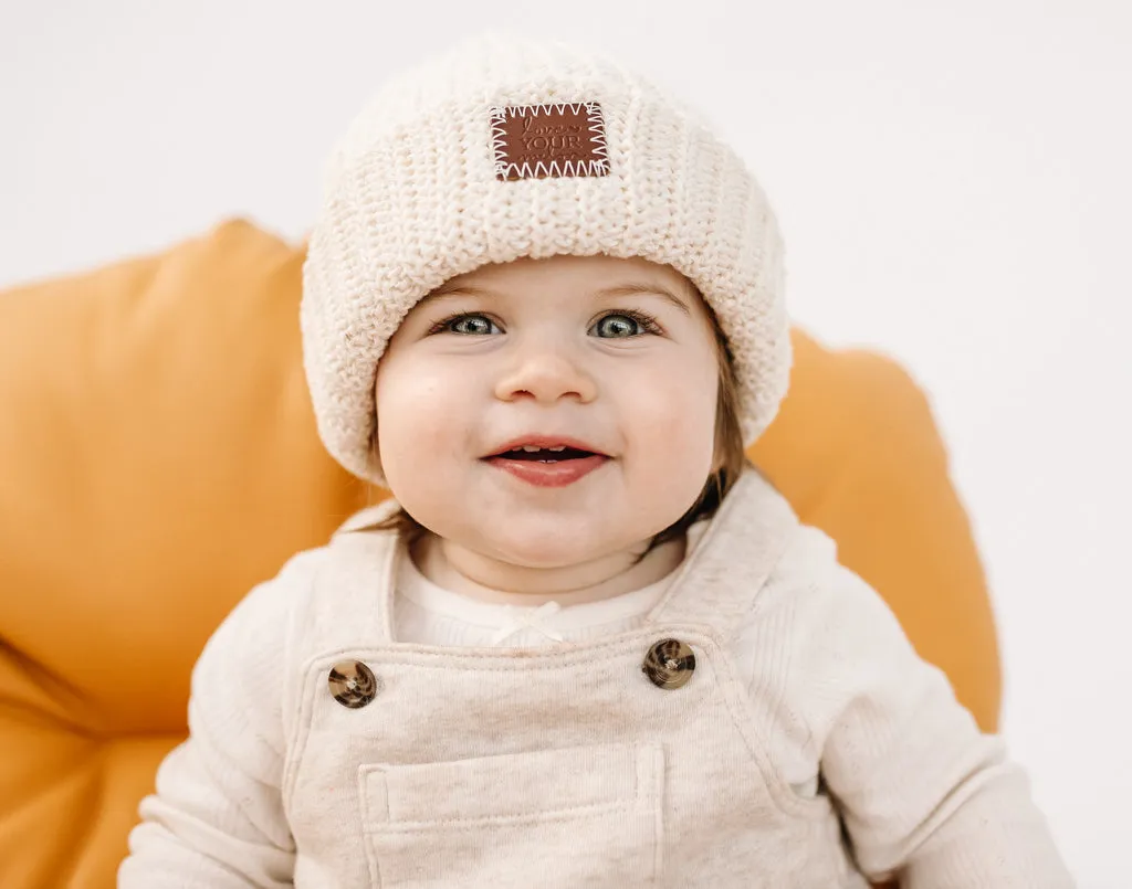 Toddler White Speckled Cuffed Beanie